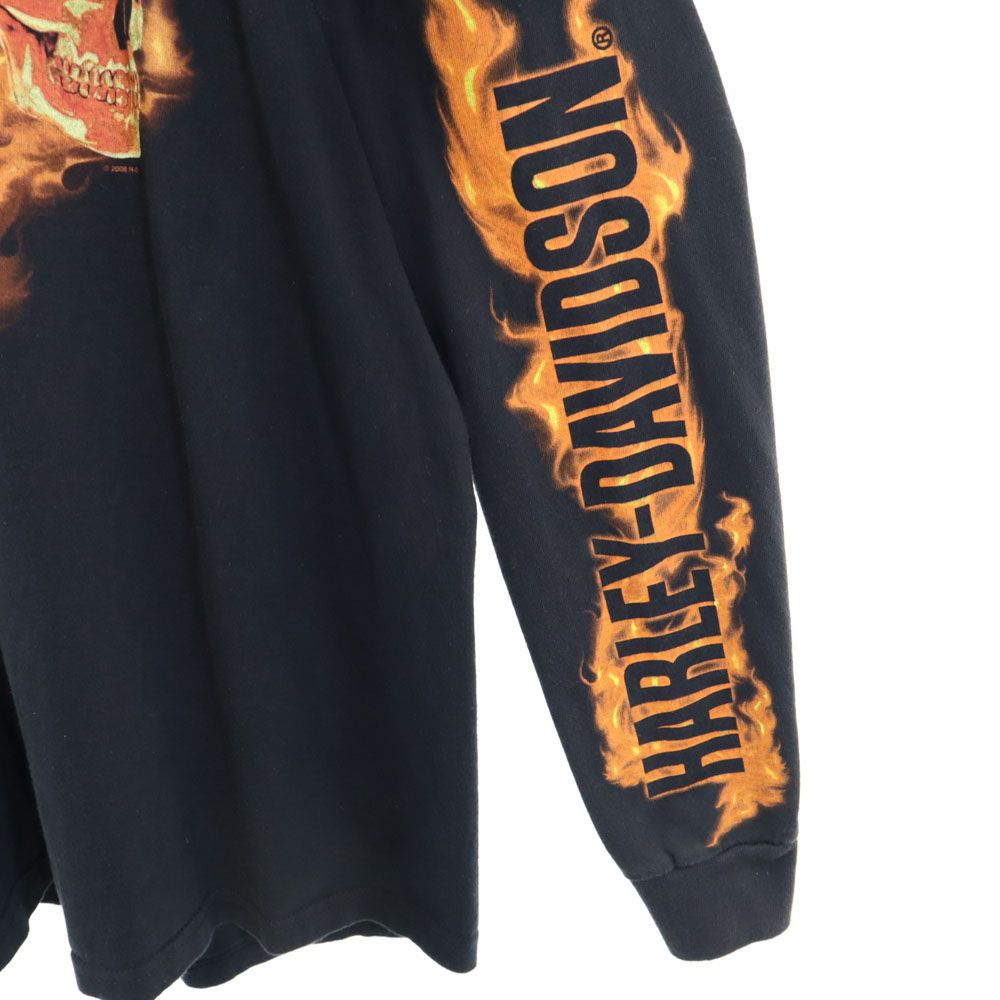 ハーレーダビッドソン 00s スカル 長袖 Tシャツ M ブラック HARLEY DAVIDSON ロンT メンズ ハーレーダビッドソン 00s スカル 長袖 Tシャツ M ブラック HARLEY