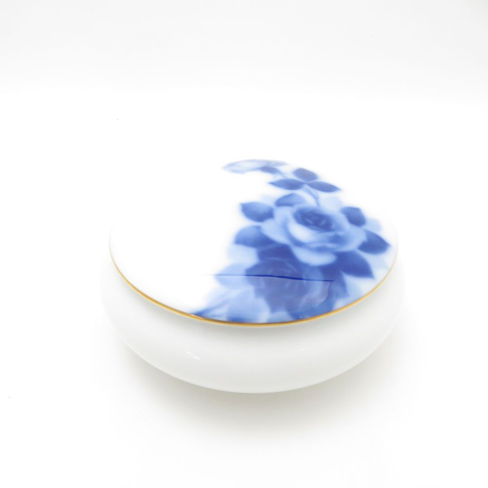 OKURA 大倉陶園 ブルーローズ 小物入れ ボンボニエール ボンボン ケース 蓋物 SM4667A3