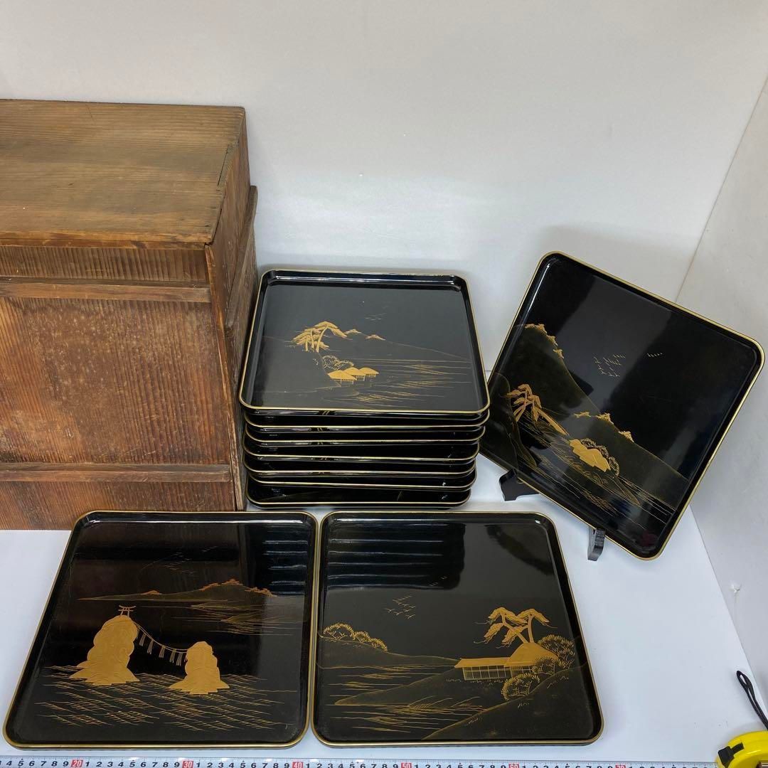 蒔絵本 10膳 木 直径27.5cm 東H5-0706