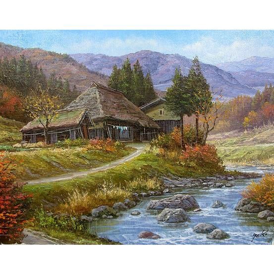 油彩画 洋画 (油絵額縁付きで納品対応可) P15号 「モンマルトル」 広瀬 和之 油彩画 洋画 (油絵額縁付きで納品対応可) P15号 「上高地 梓川と