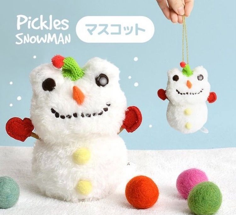 雪だるま かえるのピクルス ぬいぐるみマスコット かわいい ゆきだるま