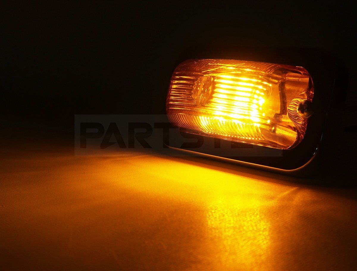 LED 18発 サイド 角 マーカー オレンジ 12V/24V兼用 メッキ 小型