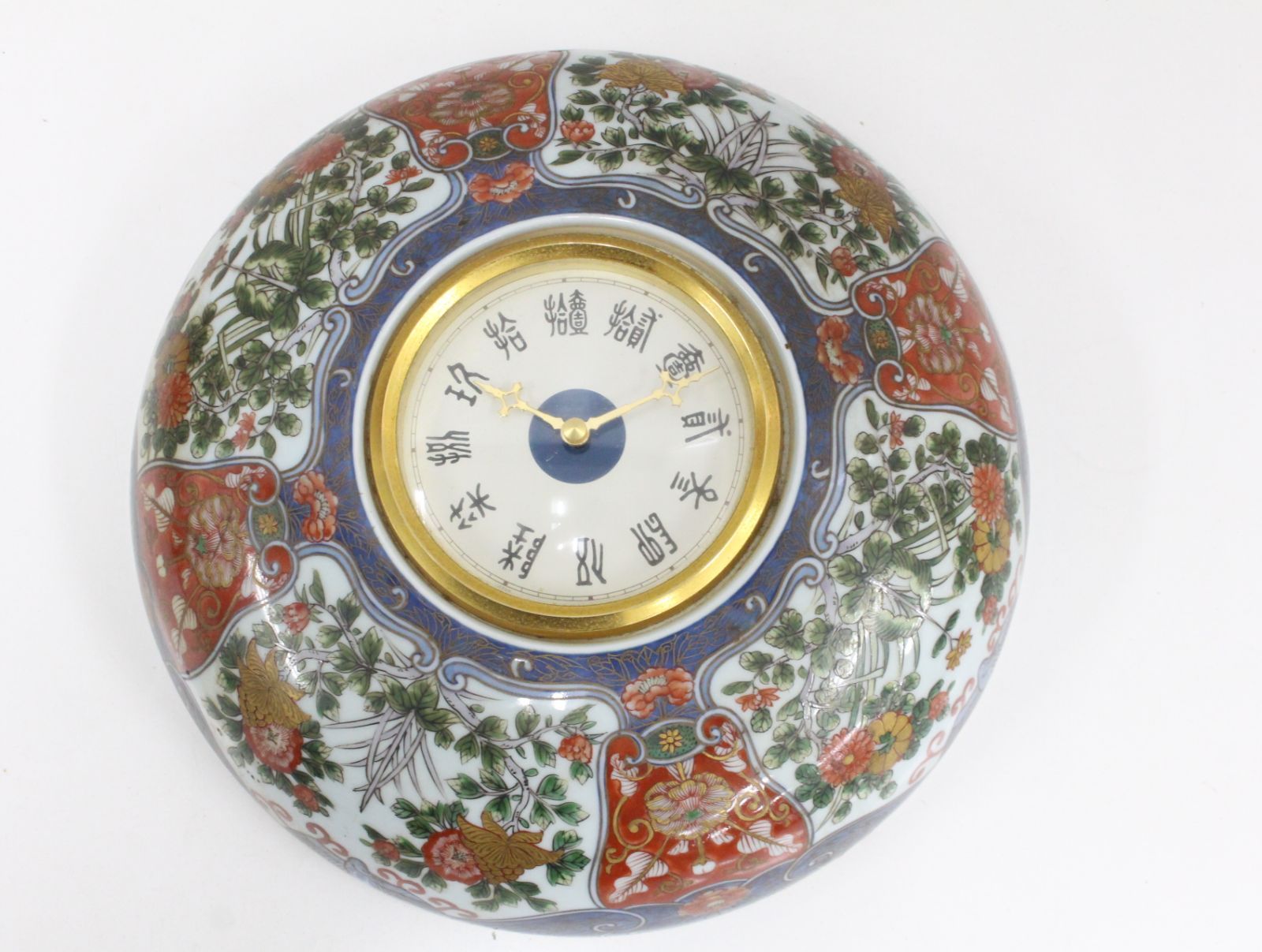 行董 有田焼 源右衛門 古伊万里風 花鳥図 壁掛け 時計 源右衛門窯 陶器製 ヴィンテージ 箱有 LB0U62