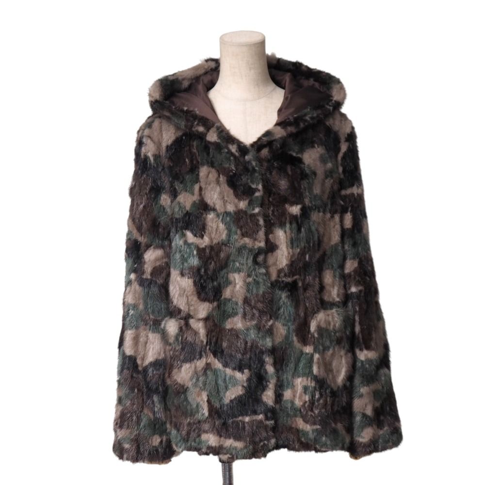 yカモ柄　ファーフーディー　camouflage fur Sサイズ 59E81DBD-CA01-4F73-9386-