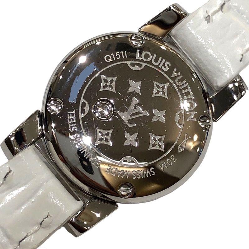 ルイ・ヴィトン LOUIS VUITTON タンブール ビジュ ホワイトシェル Q151I ステンレススチール 革ベルト クオーツ レディース 腕時計