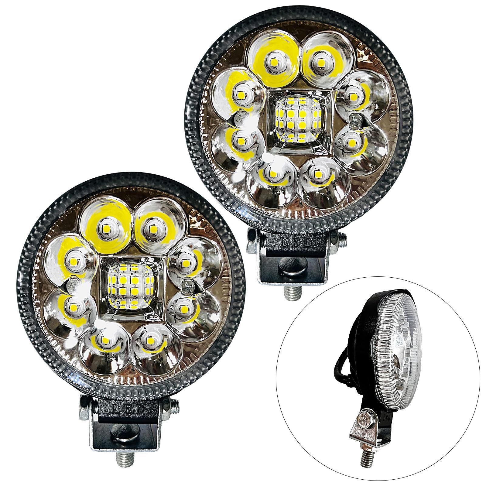 数量 防水 12V|24V兼用 白 車フォグランプ ledライト ワークライト 汎用ライト LED作業灯 直径8cm 丸形 にしはや 2個セット