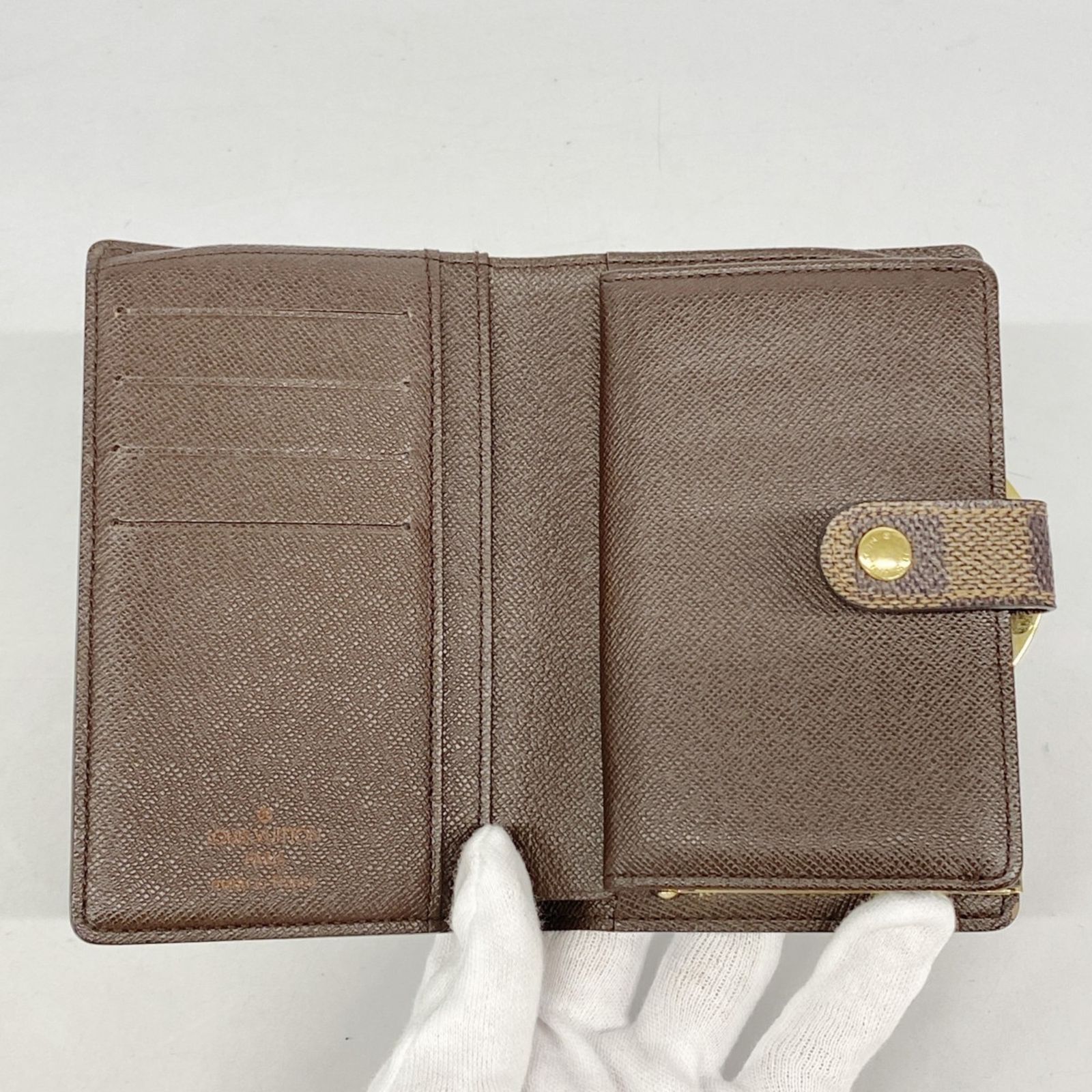 良品. ルイヴィトン ダミエ エベヌ ポルトモネ ビエ ヴィエノワ がま口