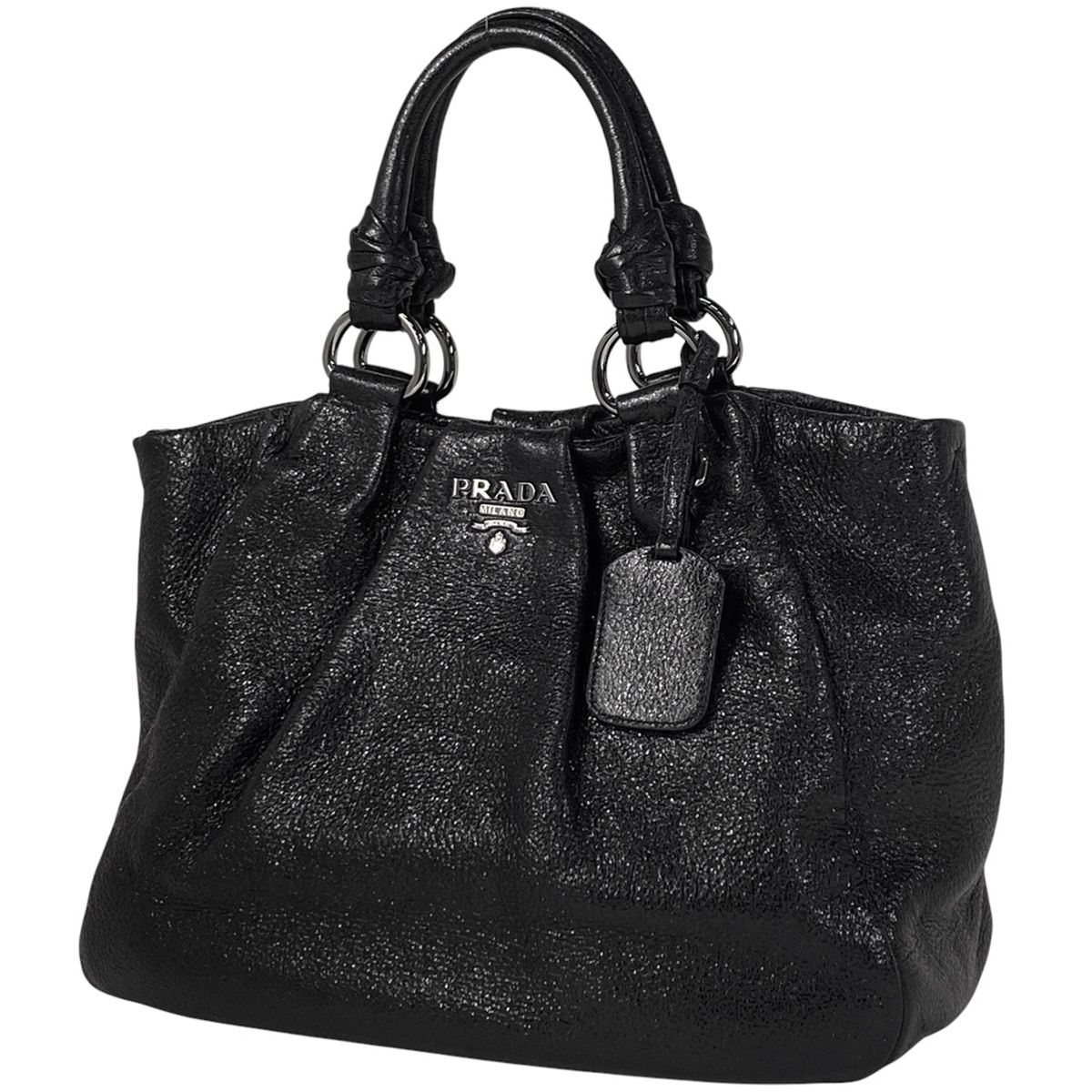 プラダ PRADA ロゴ ハンドバッグ 2WAY ショルダーバッグ メタリック 