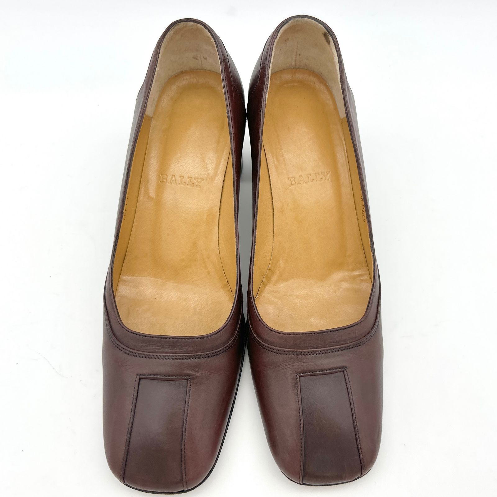 ☆美品☆ BALLY バリー パンプス レザー チャンキーヒール スクエア 