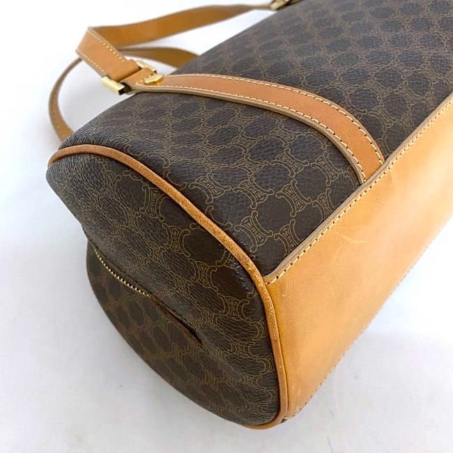 セリーヌ ミニ ボストンバッグ ブラウン ベージュ マカダム CE00/12