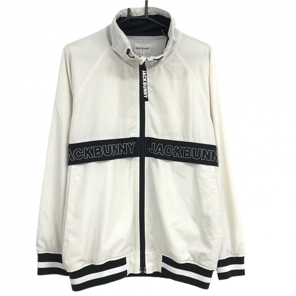 ジャックバニー ジャケットブルゾン アイボリー×黒 胸元ロゴ 裏地