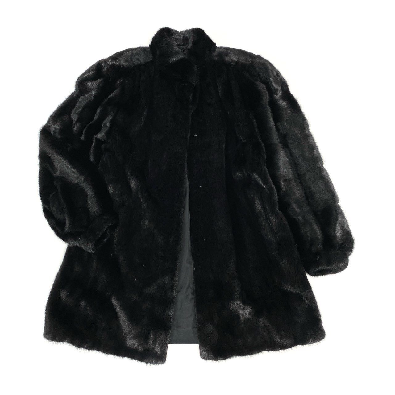 ミンクコート毛皮リアルファーダークブラウン焦茶色