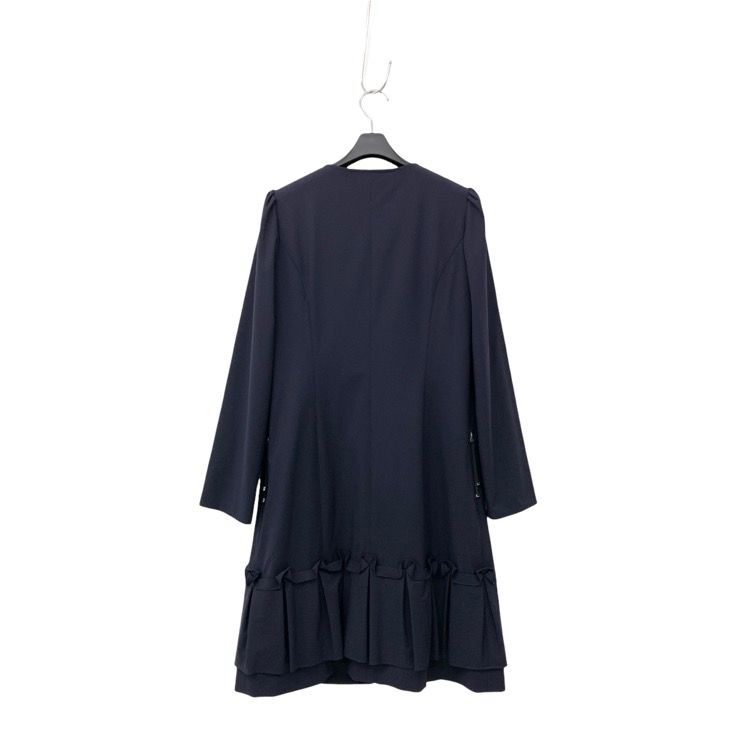 【Rene】ルネ ジレ 黒 36size Rene basic ルネ パフスリーブノーカラー レインコート パール付