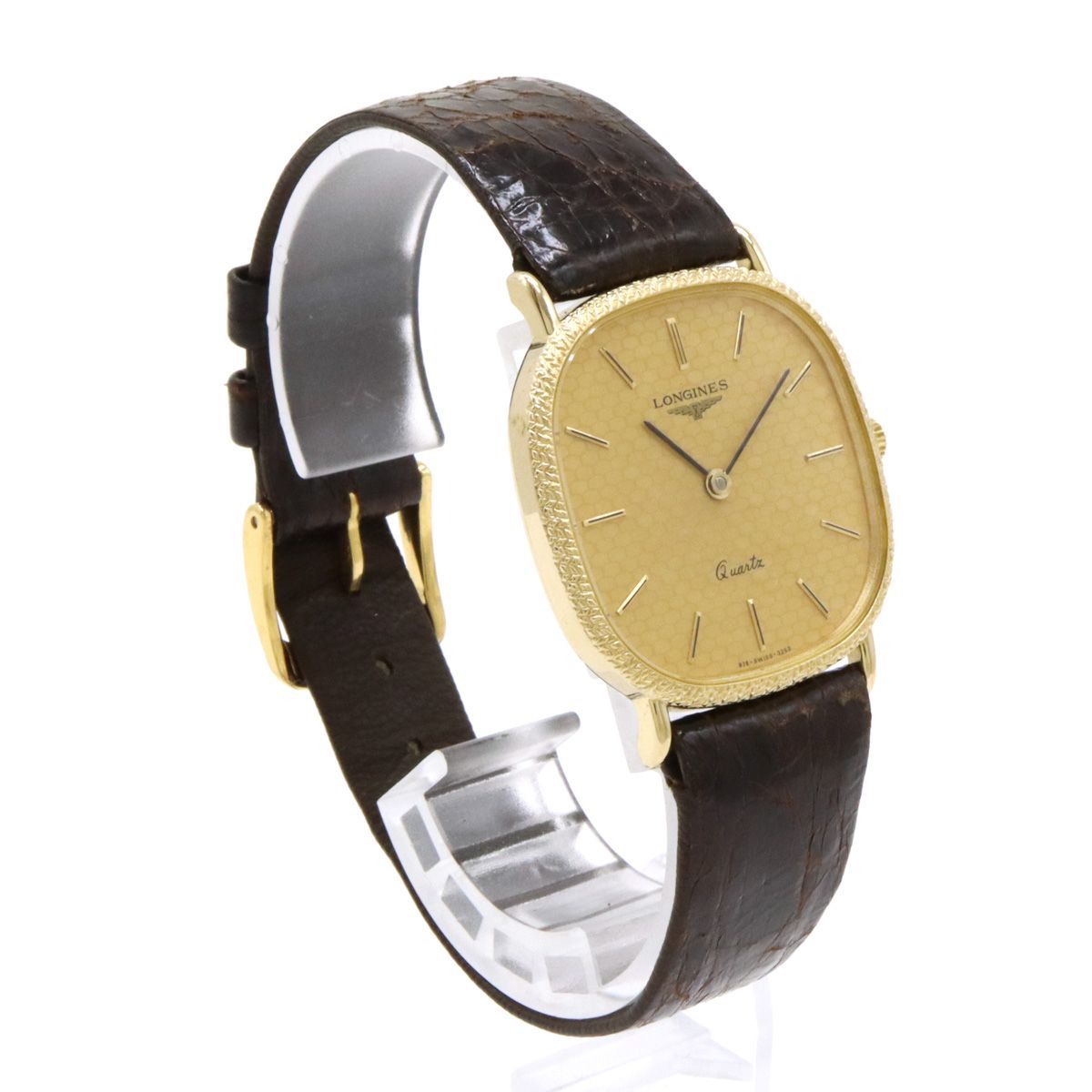 LONGINES ロンジン スクエア型 ゴールド文字盤 GP メンズ QZ クォーツ