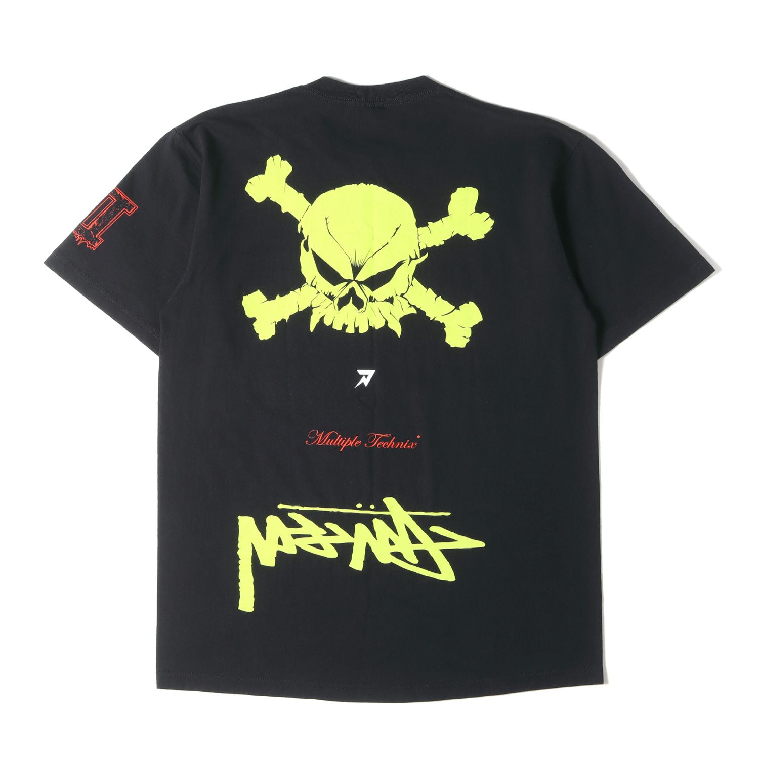 新品同様 STUSSY ステューシー Tシャツ サイズ:L 00s NEXUS 7 スカル グラフィック クルーネック 半袖Tシャツ HOLOGRAM デッドストック ブラック 黒 トップス カットソー【メンズ】