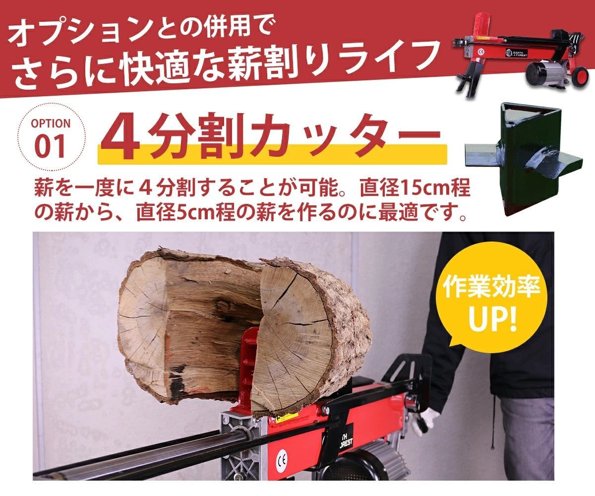 電動薪割り機 7トン 4分割カッター付き ジャンク
