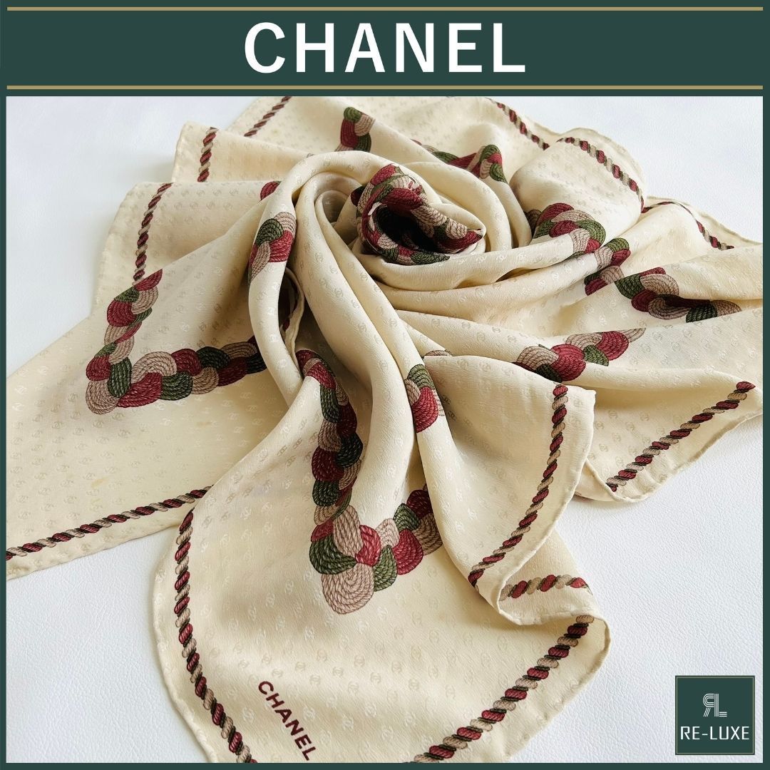 ヴィンテージ CHANEL シャネル スカーフ シルク100 78×80