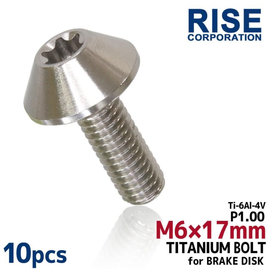 低価，SALE M6×17 P1.00 チタンボルト ブレーキディスクボルト 10本セット 6mm 17mm ピッチ1.0 シルバー チタン合金 Ti-6Al-4V 64チタン 焼き色なし CB1300 CB1100