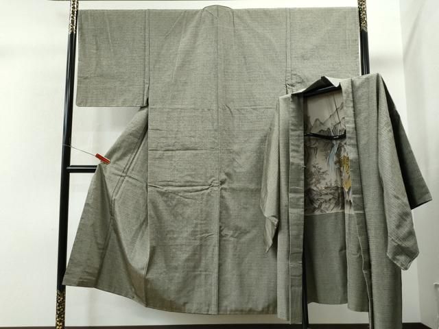 平和屋着物●男性　紬　アンサンブル　霞文　正絹　逸品　未使用　CAAS6824yc 平和屋着物○男性 紬 アンサンブル 霞文 正絹 逸品 未使用 CAAS6824yc