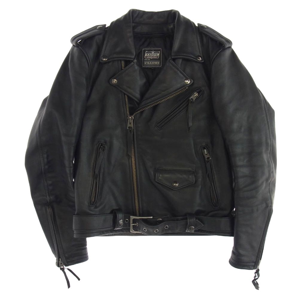 【牛革】KADOYA レザー ライダースジャケット 黒 S ライナー付 牛革】KADOYA レザー ライダースジャケット 黒 S ライナー付