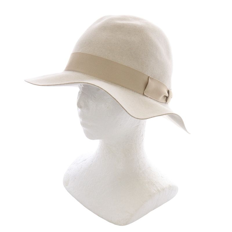 ボルサリーノ Borsalino フェルトハット 帽子 リボン 58cm べージュ