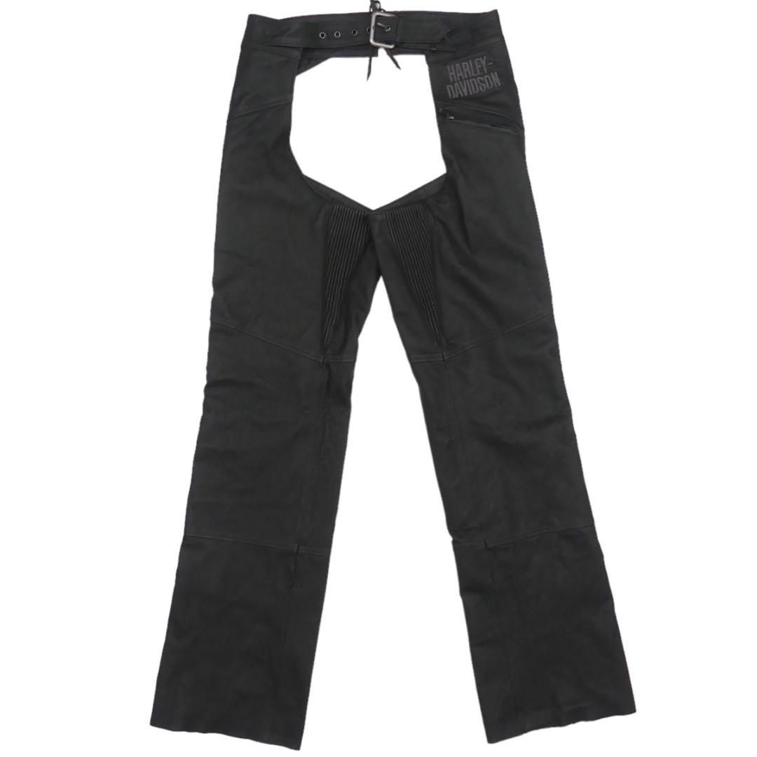 ハーレーダビッドソンレザーパンツ チャップス S 黒 バイクウエア X6992