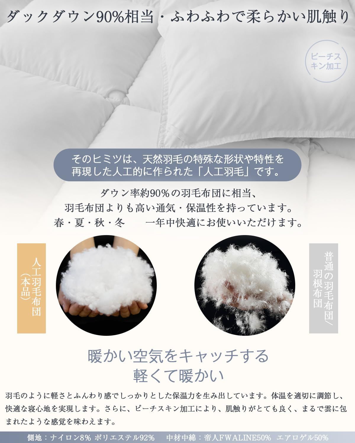 nishikawa 【 西川 】セブンデイズ 掛け布団 シングル ホワイト 熱を