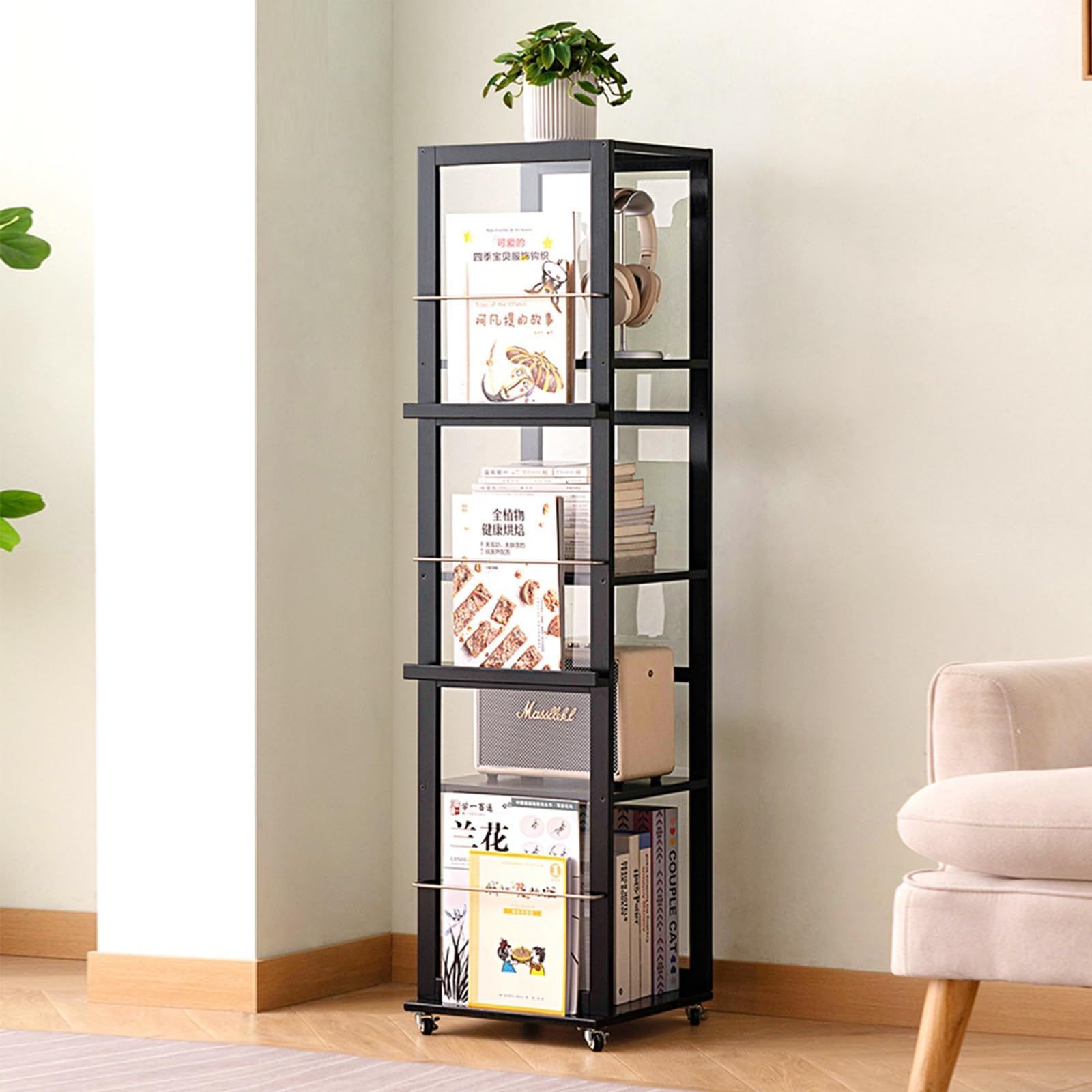 すきま収納 本棚 3列 幅54 スライド本棚 スライド キャスター付き 書棚