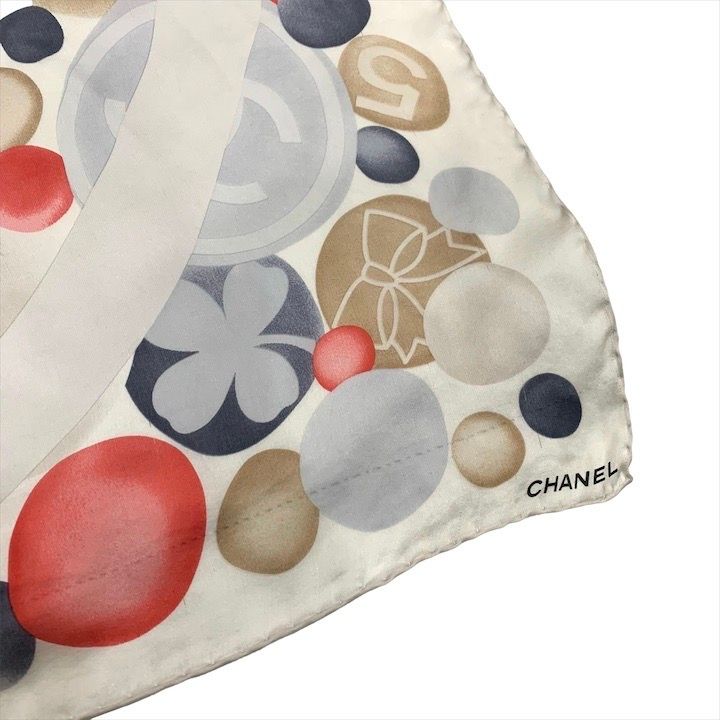 良品 CHANEL シャネル ココマーク 大判 スカーフ シルク 100  