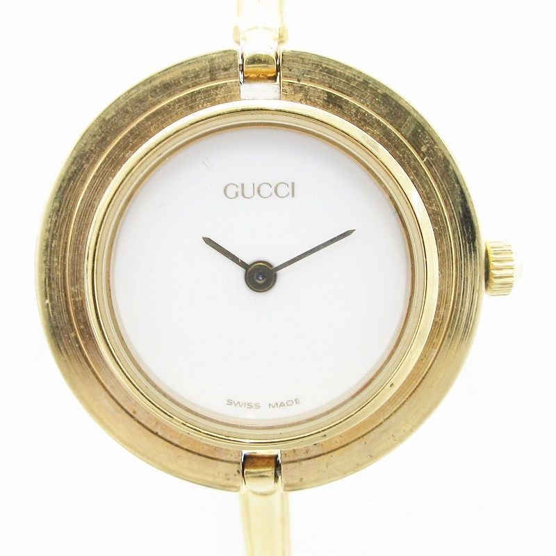 ✨GUCCI✨グッチ✨チェンジベゼル✨ホワイト文字盤✨ゴールド✨腕時計✨ メルカリ