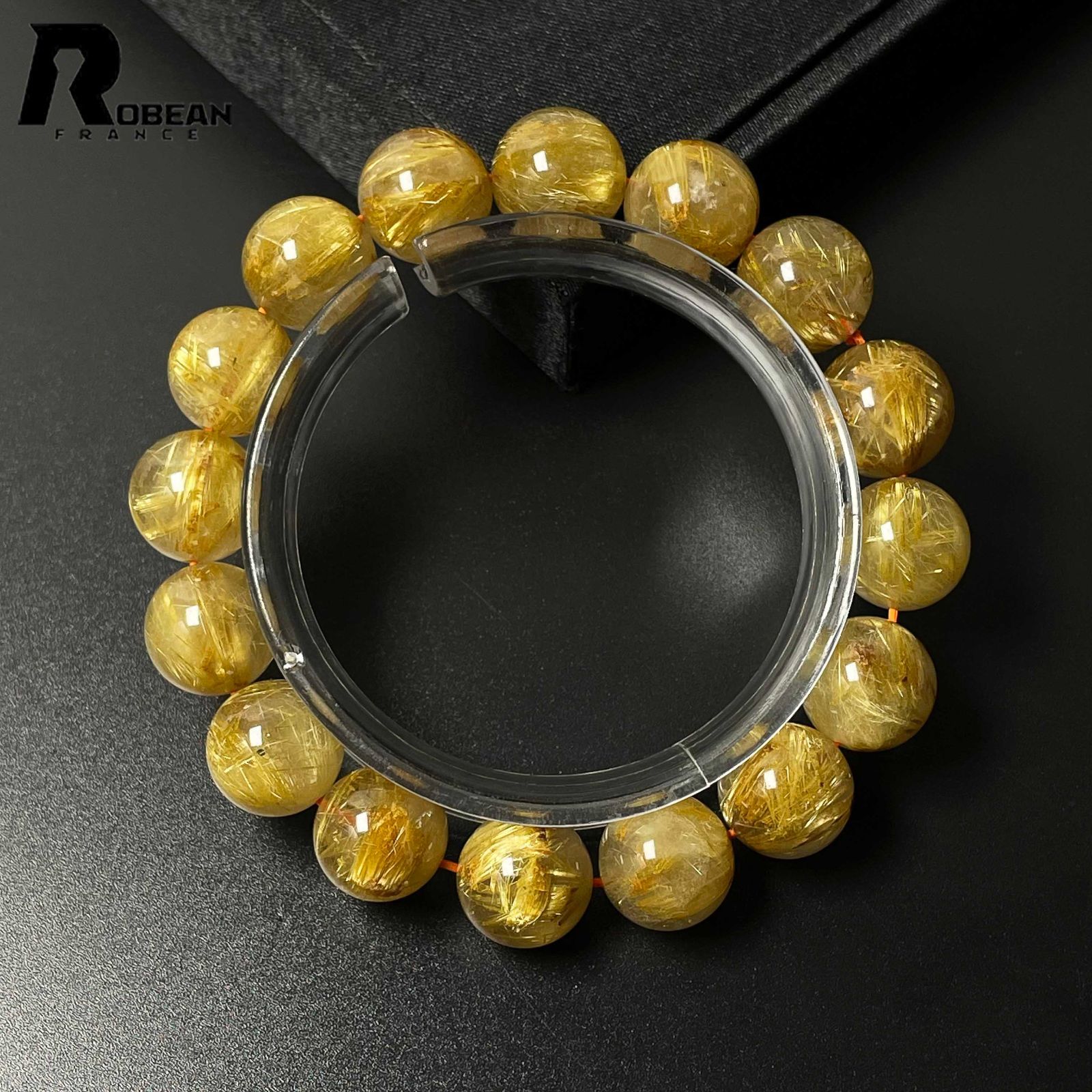 絶賛 EU製 定価18万円ROBEAN・極!極満針ルチルクォーツブレスレット パワーストーン 天然石 綺麗 金運 お守り ギフト プレゼント 12.9-13.8mm M0125154