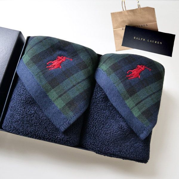 ギフト包装無料 Ralph Lauren ラルフローレン ハンドタオル グリーン タオルハンカチ ギフトBOX付き セット プレゼント 2～5日到着