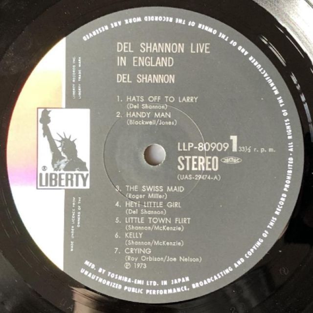 レア盤 国内盤 デル・シャノン Del Shannon LPレコード ライヴ・イン
