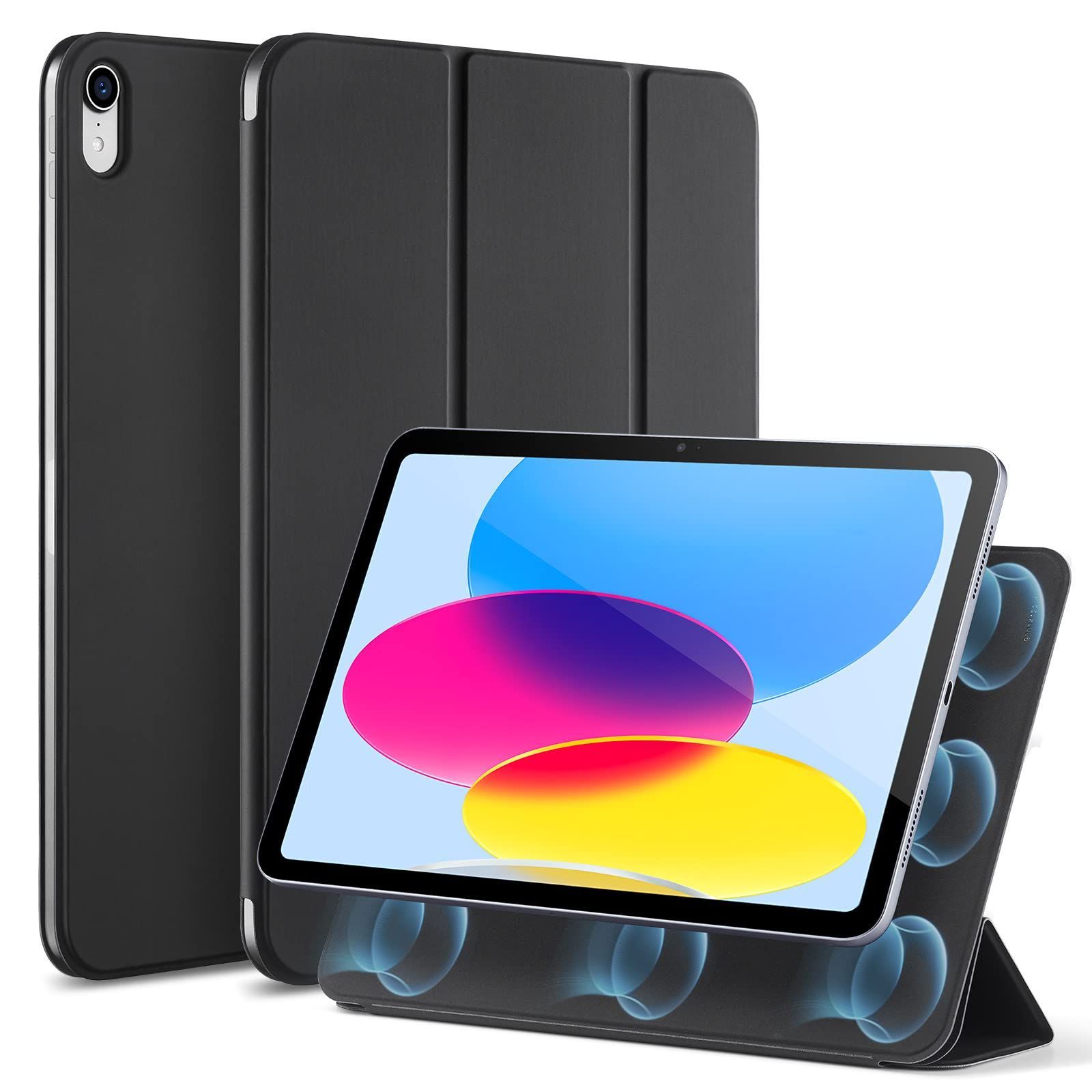 【数量限定】第10世代 iPad ケース (10.9インチ、2022モデル)専用 ESR 強力マグネット吸着式、スリムな三つ折りスタンドケース、自動ウェイク/スリープ、耐久性保護、軽量、シルクのよう滑らか