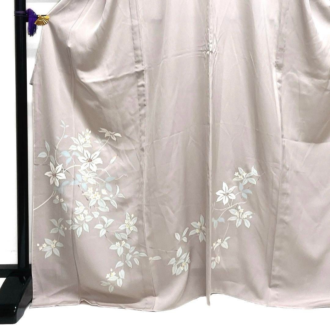 未着用　付け下げ　単衣　銀駒刺繍　金彩　銀彩　鉄線花　リーフ　着物　064a d 未着用 付け下げ 単衣 銀駒刺繍 金彩 銀彩 鉄線花 リーフ 着物