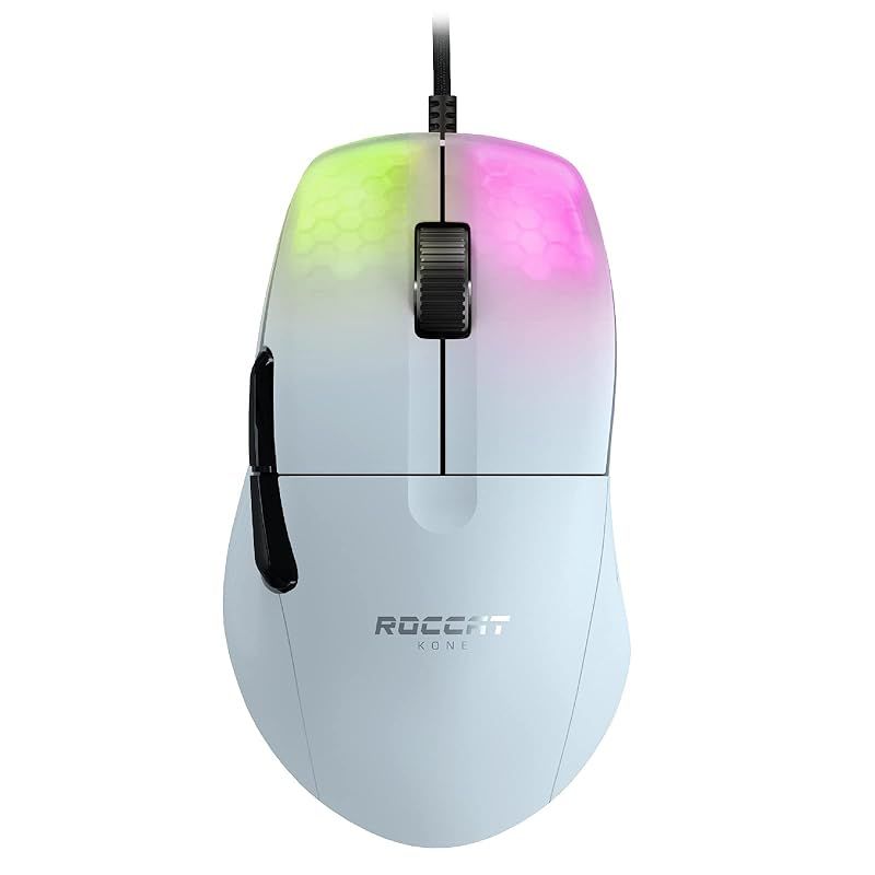 ROCCAT ゲーミングマウス Kone Pro 有線 ホワイト|白 光学式|19K|オプティカルスイッチ|サイドボタン|軽量66g|PTFE|Reflex|RGB ドイツデザイン 日本正規代理店品 1