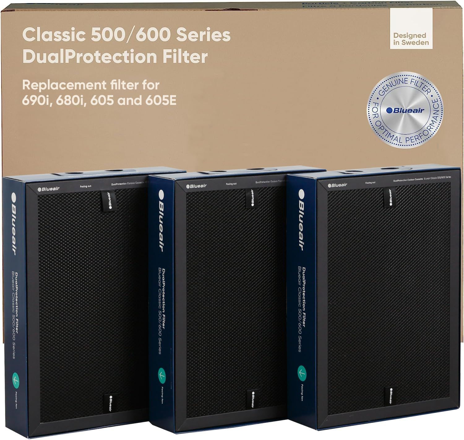 純正品 ブルーエア 空気清浄機フィルター Classic 600シリーズ 690i | 680i | 605 | 650E 交換用 デュアルプロテクションフィルター 104769 ブラック