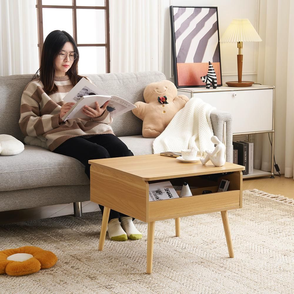 センターテーブル 昇降テーブル 収納付き 幅60CM サイドテーブル 北欧