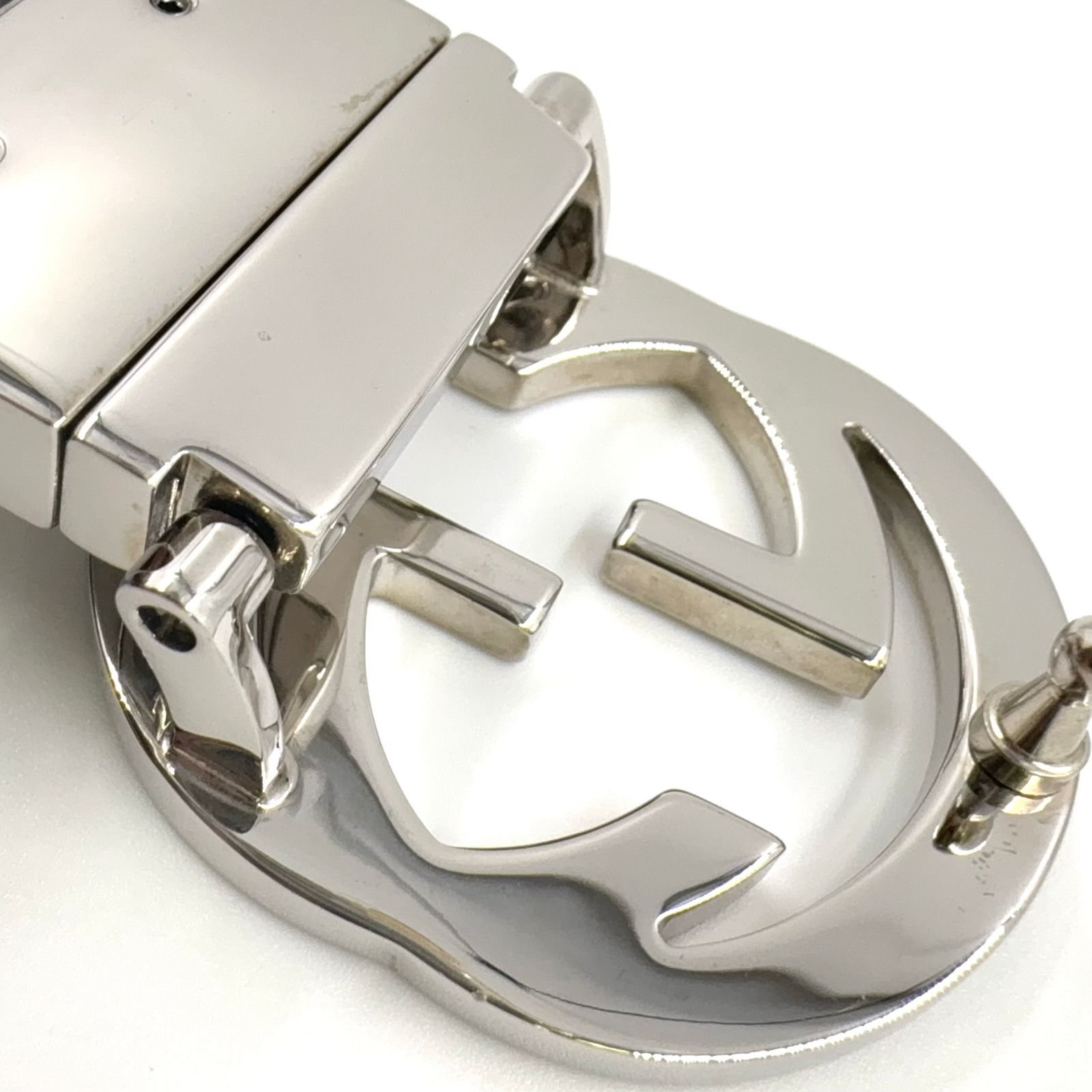 未使用品 グッチ ベルト 473030 インターロッキング ベルト シルバー GUCCI (グッチ) インターロッキングGリバーシブルレザーベルト