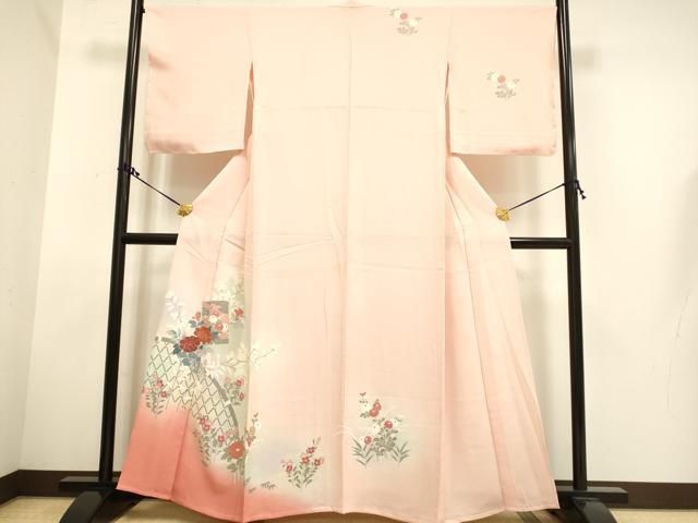 平和屋着物▽訪問着　単衣　破れ色紙籬花文　暈し染め　金彩　正絹　逸品　未使用　DAAU3581du 平和屋着物▽訪問着 単衣 破れ色紙籬花文 暈し染め 金彩 正絹 逸品 未
