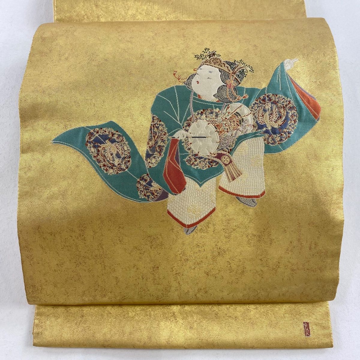 袋帯 美品 逸品 引箔本金紹巴 菱重ね鏡文 金糸 金色 お太鼓柄 正絹 袋帯 美品 逸品 引箔本金紹巴 菱重ね鏡文 金糸 金色 お太鼓柄 正絹