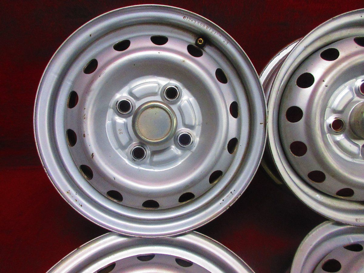 スチール ホイール 4本 12×3.50B 4穴 PCD 100 35 ハブ径 56 ホンダ バモス ホビオ アクティ等 三菱 ミニキャブ◆51987H
