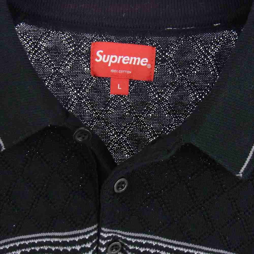 Supreme シュプリーム 21AW Knit Stripe L/S Polo ニット ブラック系 L