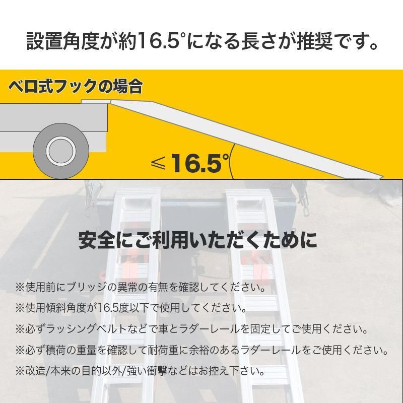 4t【ラッシング付きアルミブリッジ2本セット】 ベロ式 積載2t/1本 1.8M 