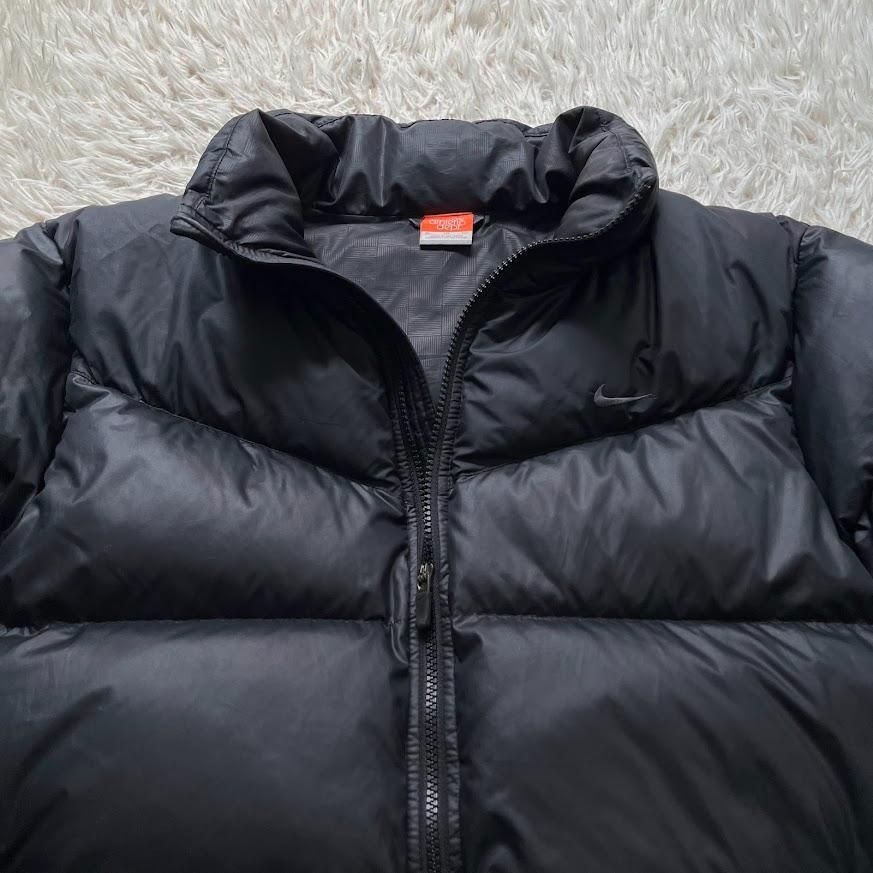 肉厚】NIKE ナイキ ダウンジャケット XL ブラック 黒 ワンポイントロゴ  