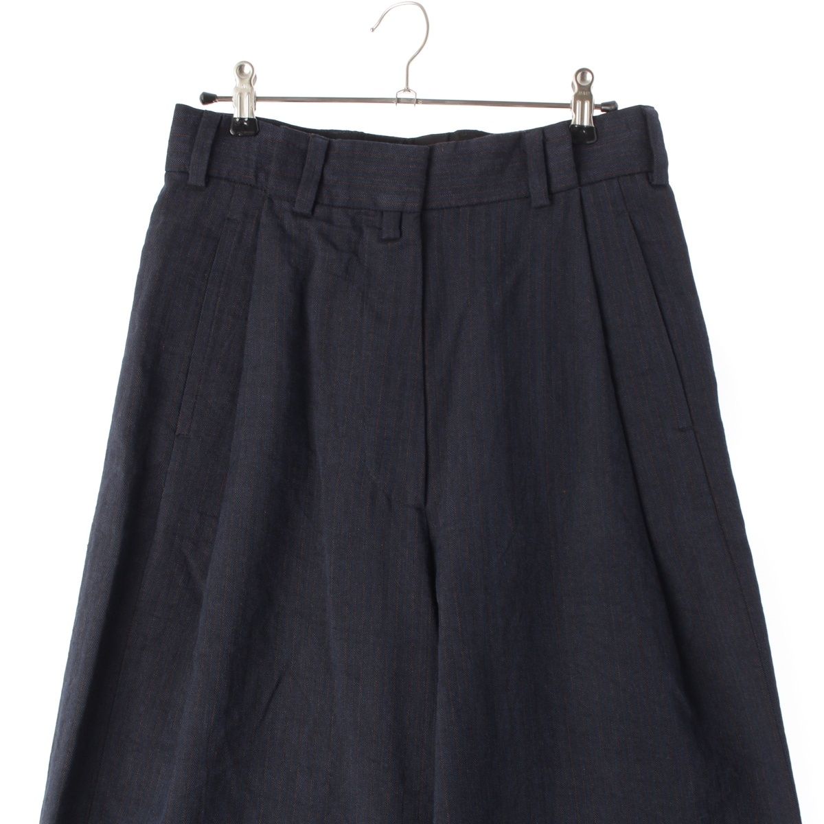 ドリスヴァンノッテン リネン コットン ストライプ パンツ ボトムス ワイド ネイビー ブラウン DECORATOM_COM_BR