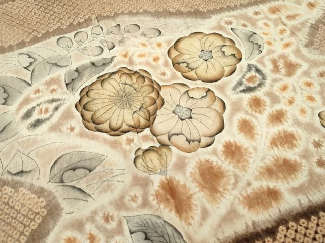 平和屋本店□極上 十七代京屋林蔵 訪問着 本場結城紬地 辻が花 逸品