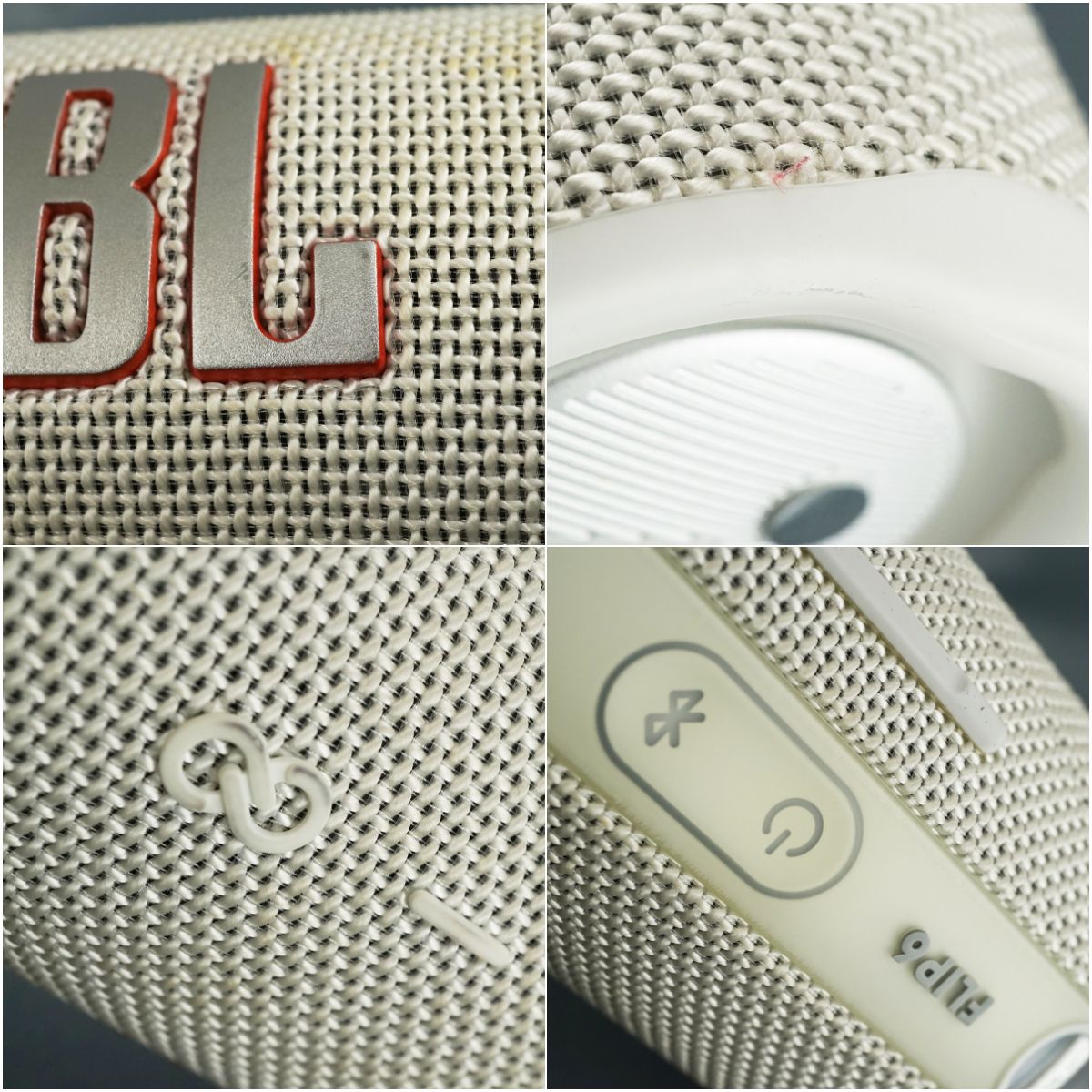 使用わずか JBL FLIP6 ワイヤレススピーカー 品 Bluetooth 重低音 ウーファー IP67 防水 防塵性能 ポータブル ホワイト 完動品 V1920