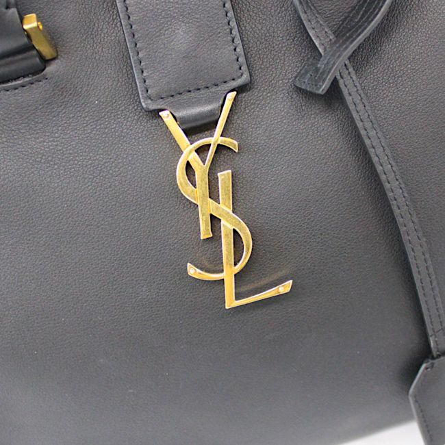 直営店修理済 サンローラン SAINT LAURENT レザー 黒 モノグラムカバス