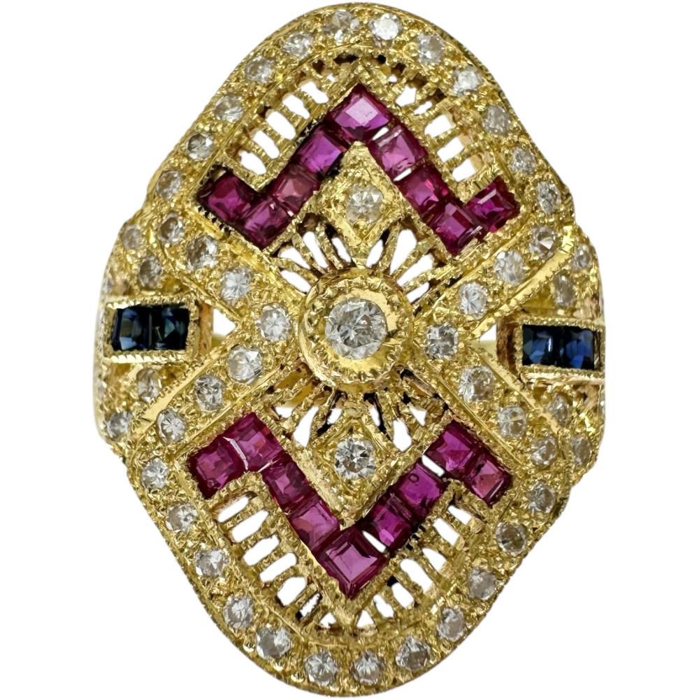 11号 サファイア 0.88ct ダイヤモンド 0.46ct リング・指輪 K18